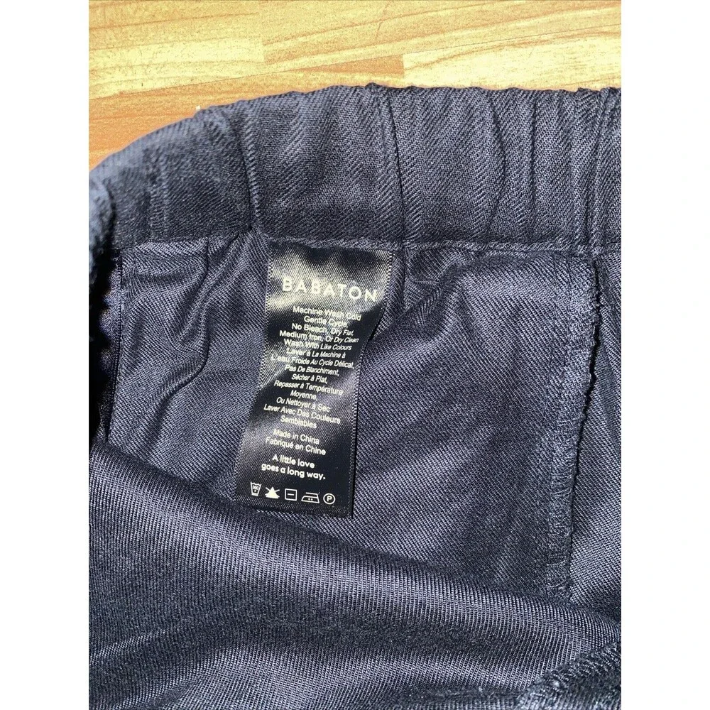 Babaton Black Dexter Pants Elastic Waist Linen Blend Slim Ankle Pants Size Small